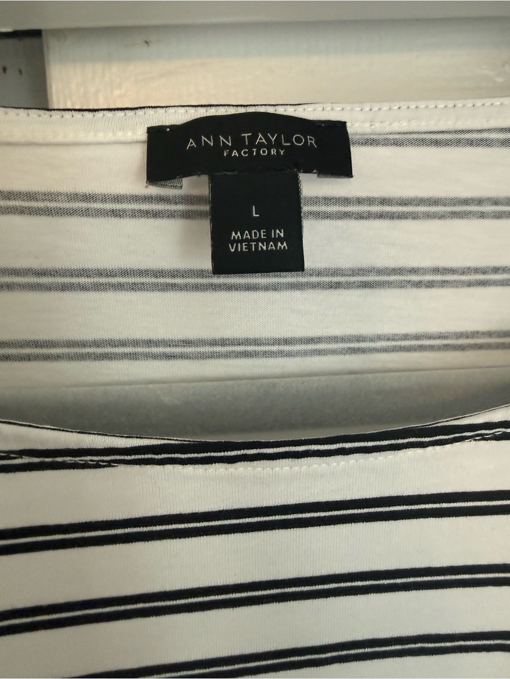 Ann Taylor White & Black Striped Lace-Trim Blouse - 100% Cotton - Picture 3 of 5